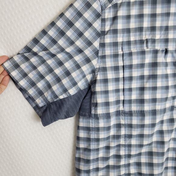 REI Mens Sahara Vented SS Blue Button Up Shirt Fishing Hiking Golf Performance L - Picture 2 of 11